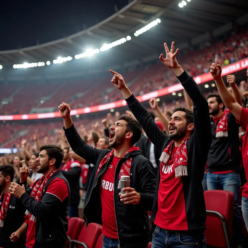 Beşiktaş Fans Chanting and Singing in Section 142