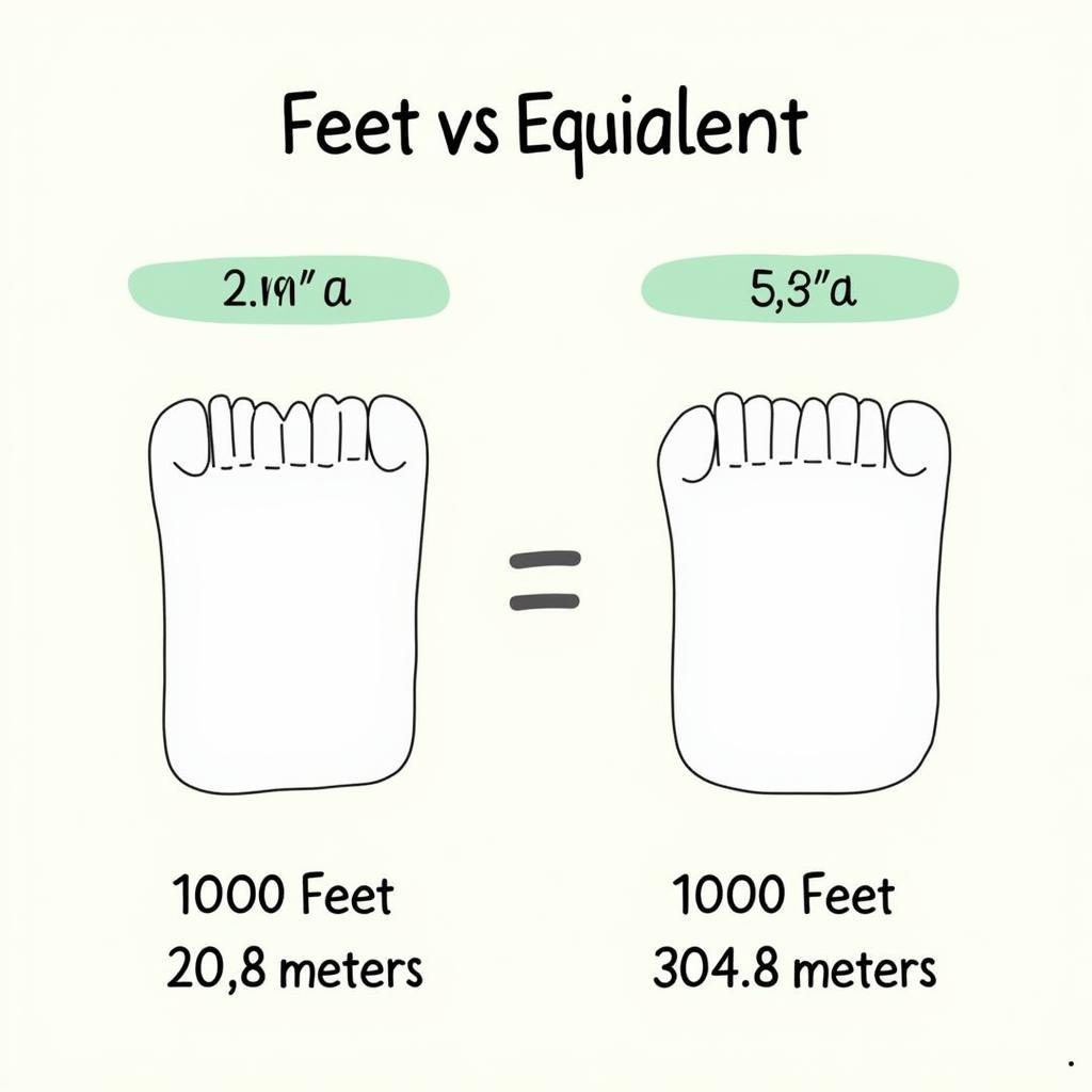 Conversion chart illustrating the relationship between feet and meters