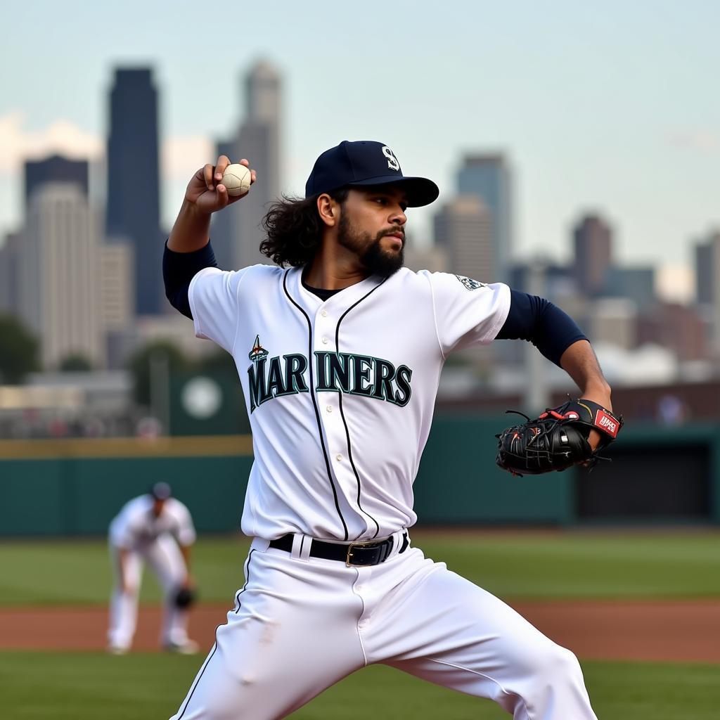 Felix Hernandez pitching for the Seattle Mariners