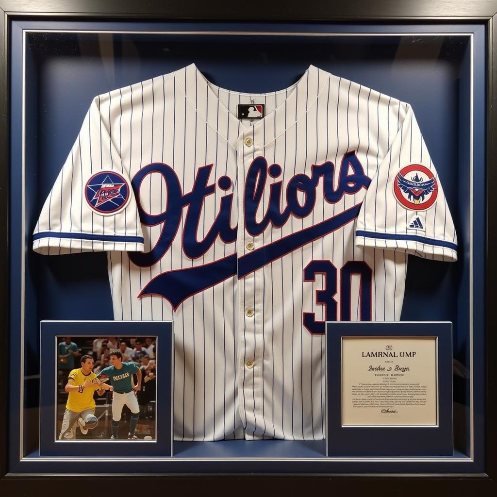 A Tatis Jr. signed jersey displayed in a protective case