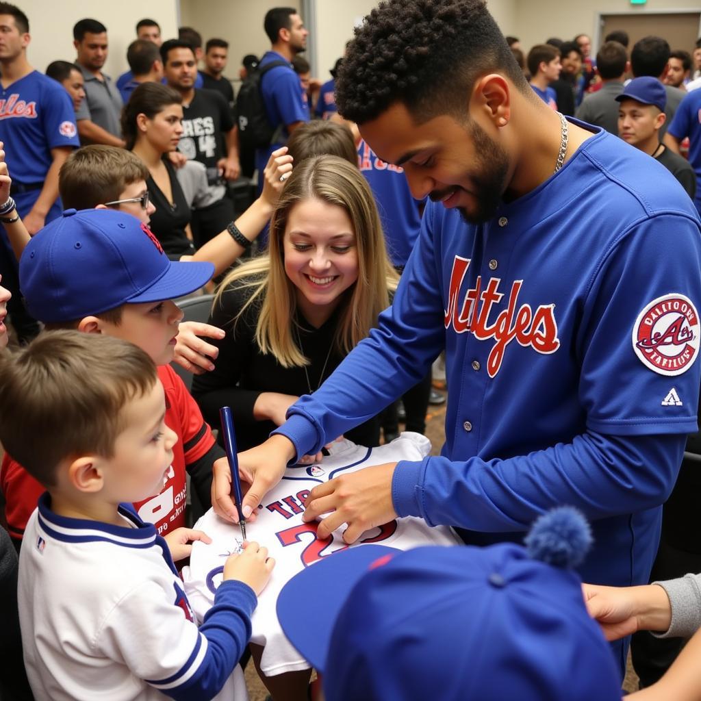 Fernando Tatis Jr. signing jerseys for fans