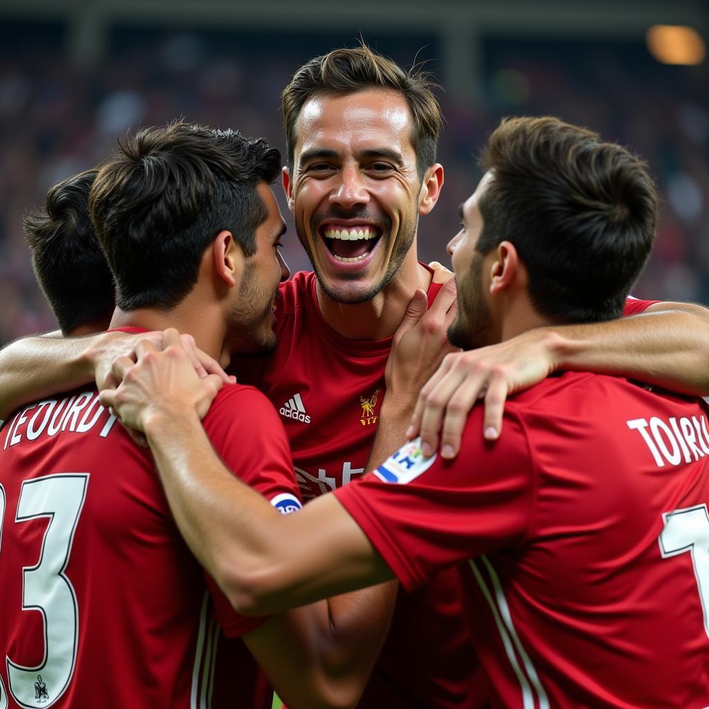 Fernando Torres celebrates a goal for Besiktas with his teammates