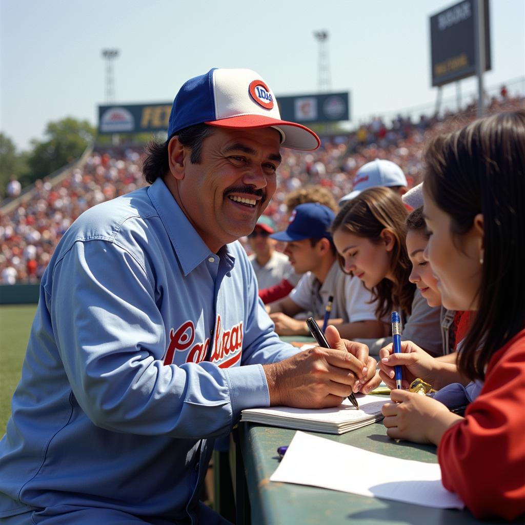 Fernando Valenzuela signing autographs for fans