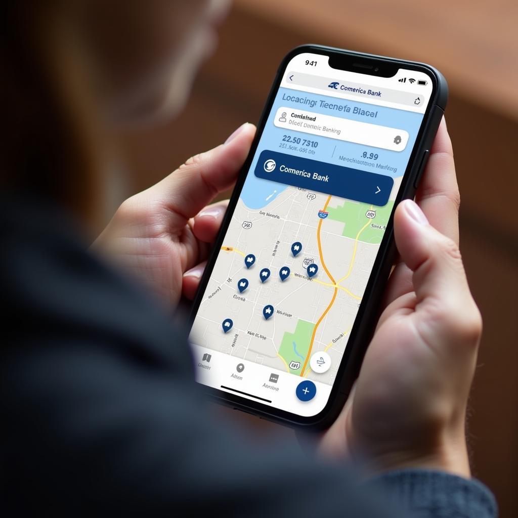 Searching for Comerica Bank Locations on Mobile Phone
