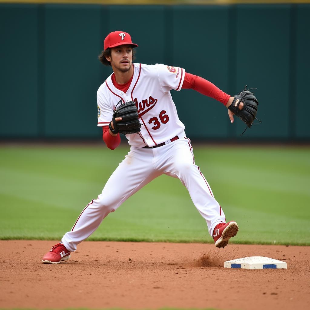 First Baseman Making a Play