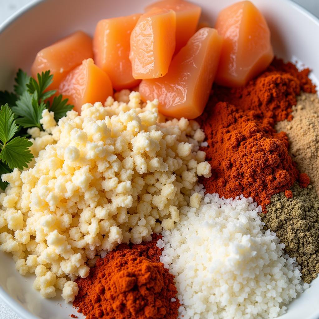 Fish Patty Ingredients Close-Up