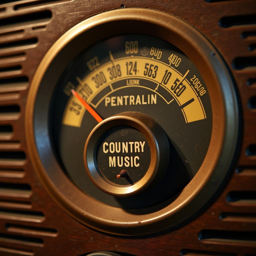 A vintage radio tuned to a country music station