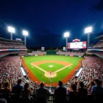 Crowded baseball stadium in Florida