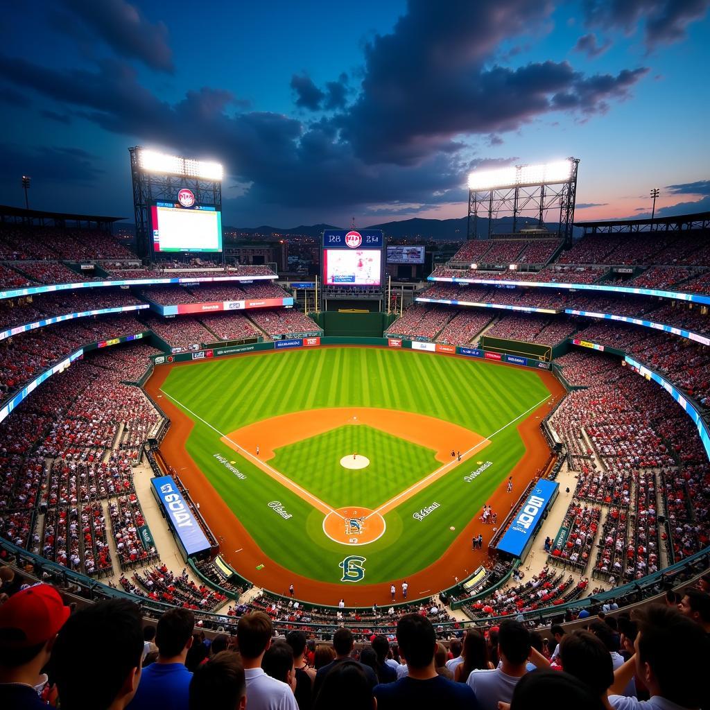 Aerial View of a Packed MLB Stadium in Florida