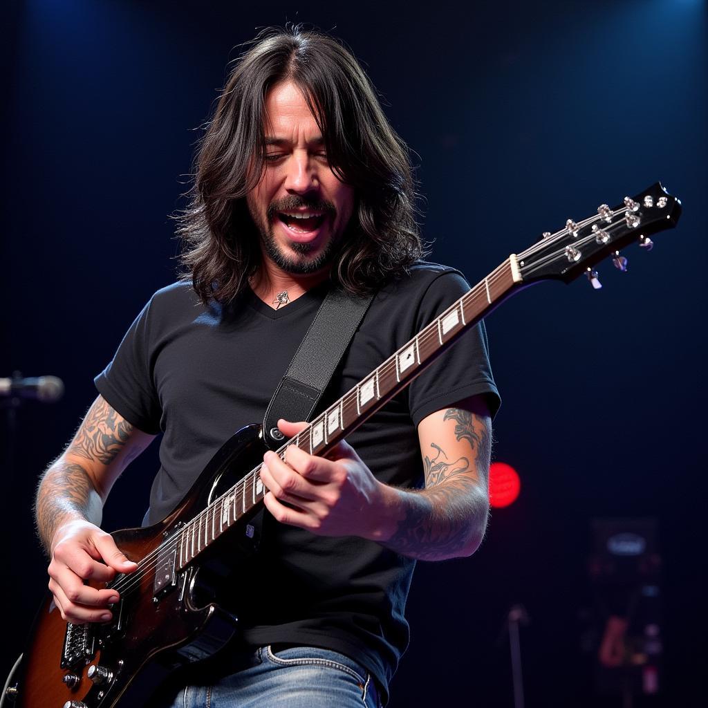 Dave Grohl playing an extended guitar solo during the 2024 concert