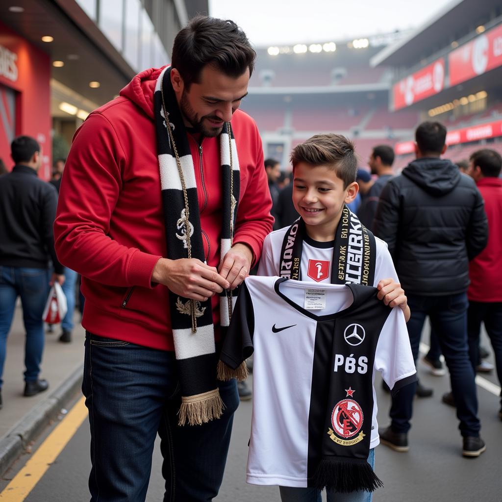 Francisco Alvarez signing an autograph for a Besiktas fan.