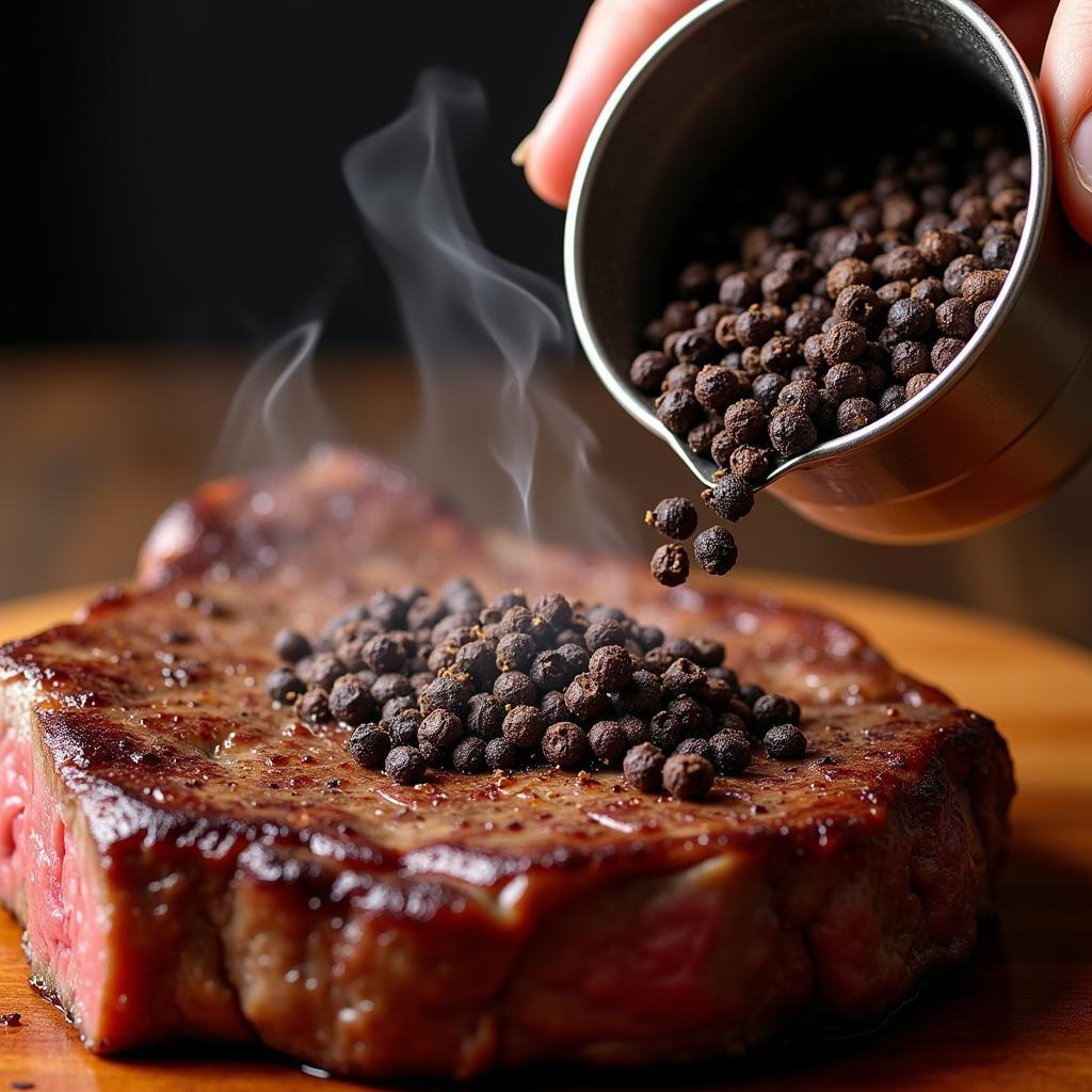 Freshly Ground Pepper on Steak