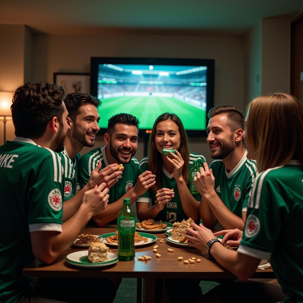 Friends sharing Kreme Bar Cool Mint while watching a Besiktas match