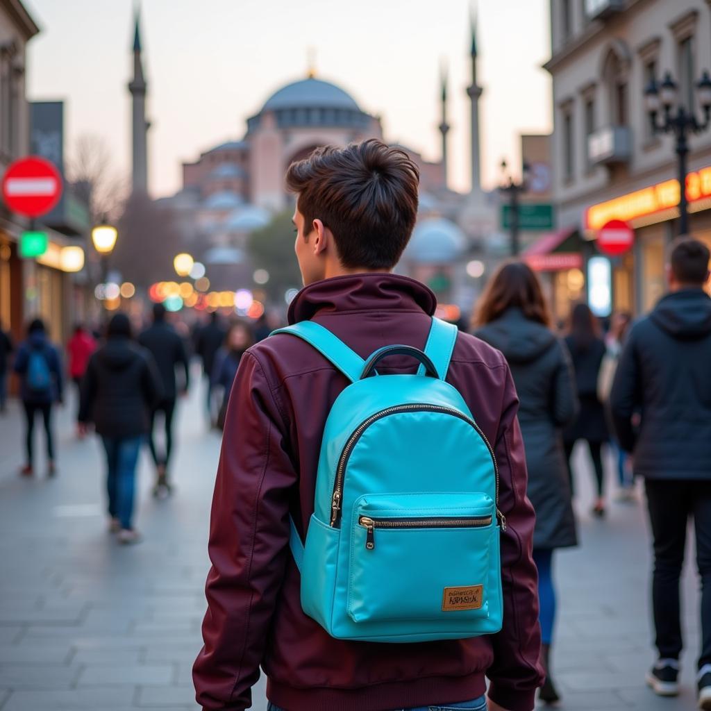 Frozen Mini Backpack in the Bustling Streets of Istanbul