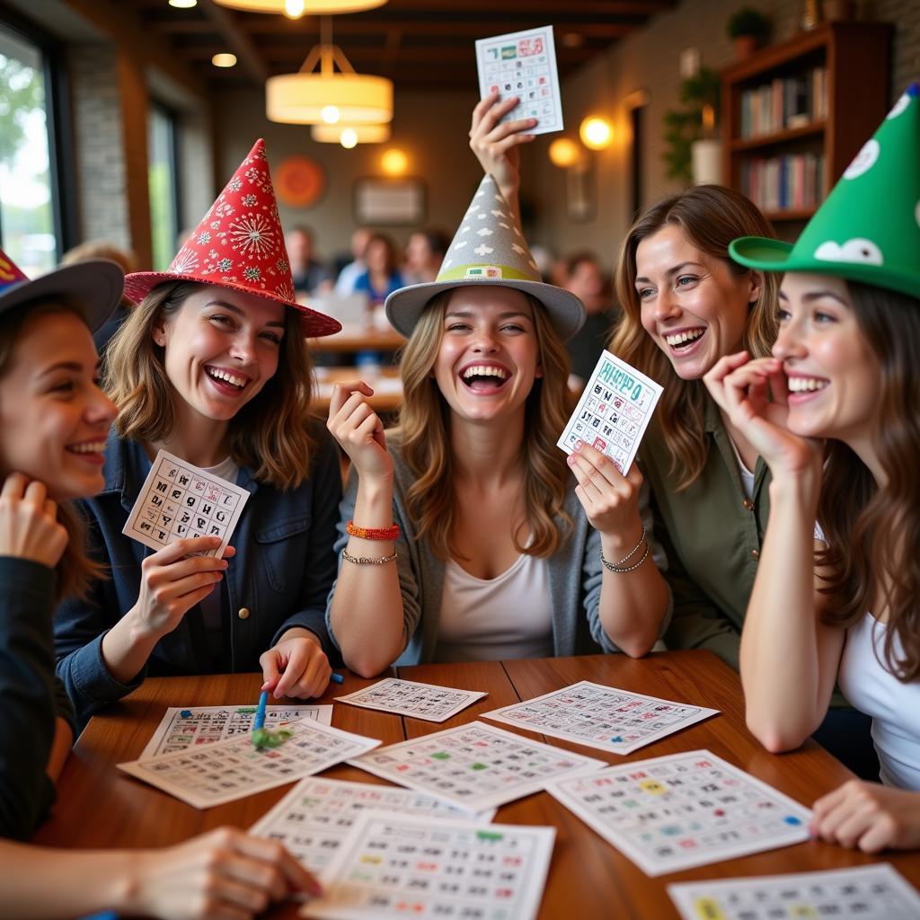 Group of Friends Celebrating a Bingo Win