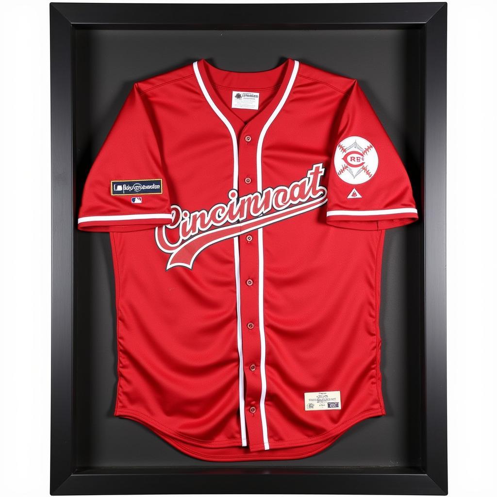 Game-Worn Cincinnati Reds Jersey Displayed in a Case