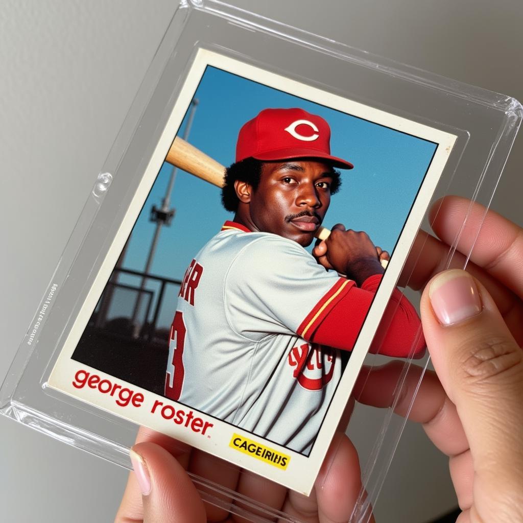 George Foster rookie card in a protective sleeve