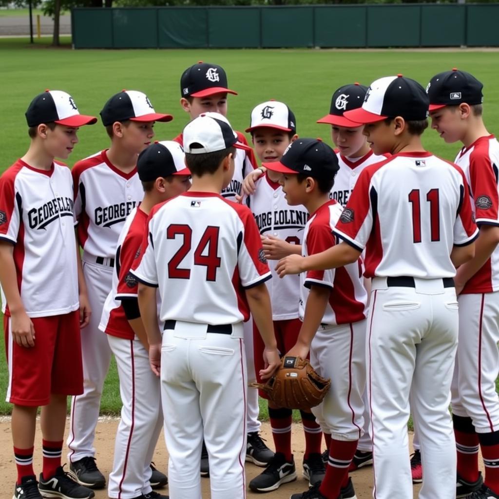 Georgetown University Baseball Camp team huddle