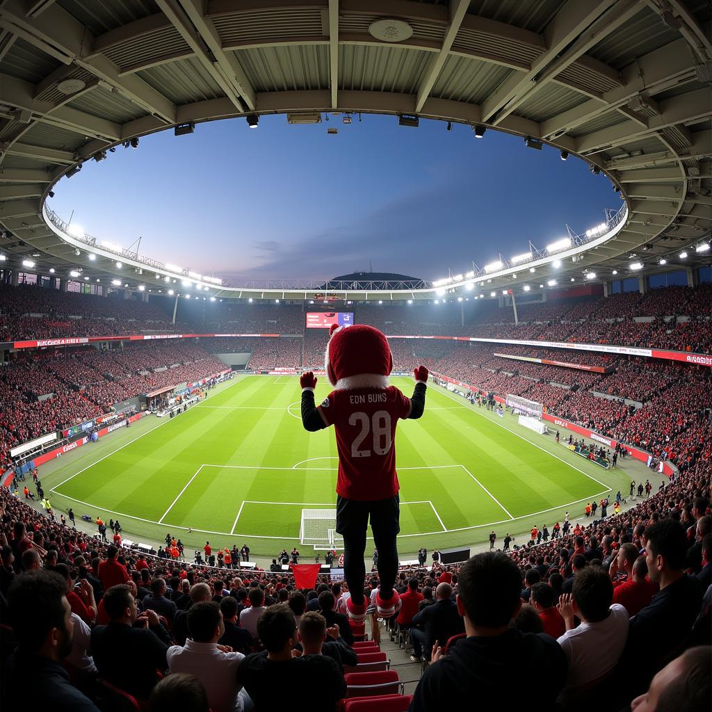 Giant foot costume amidst a sea of Besiktas fans