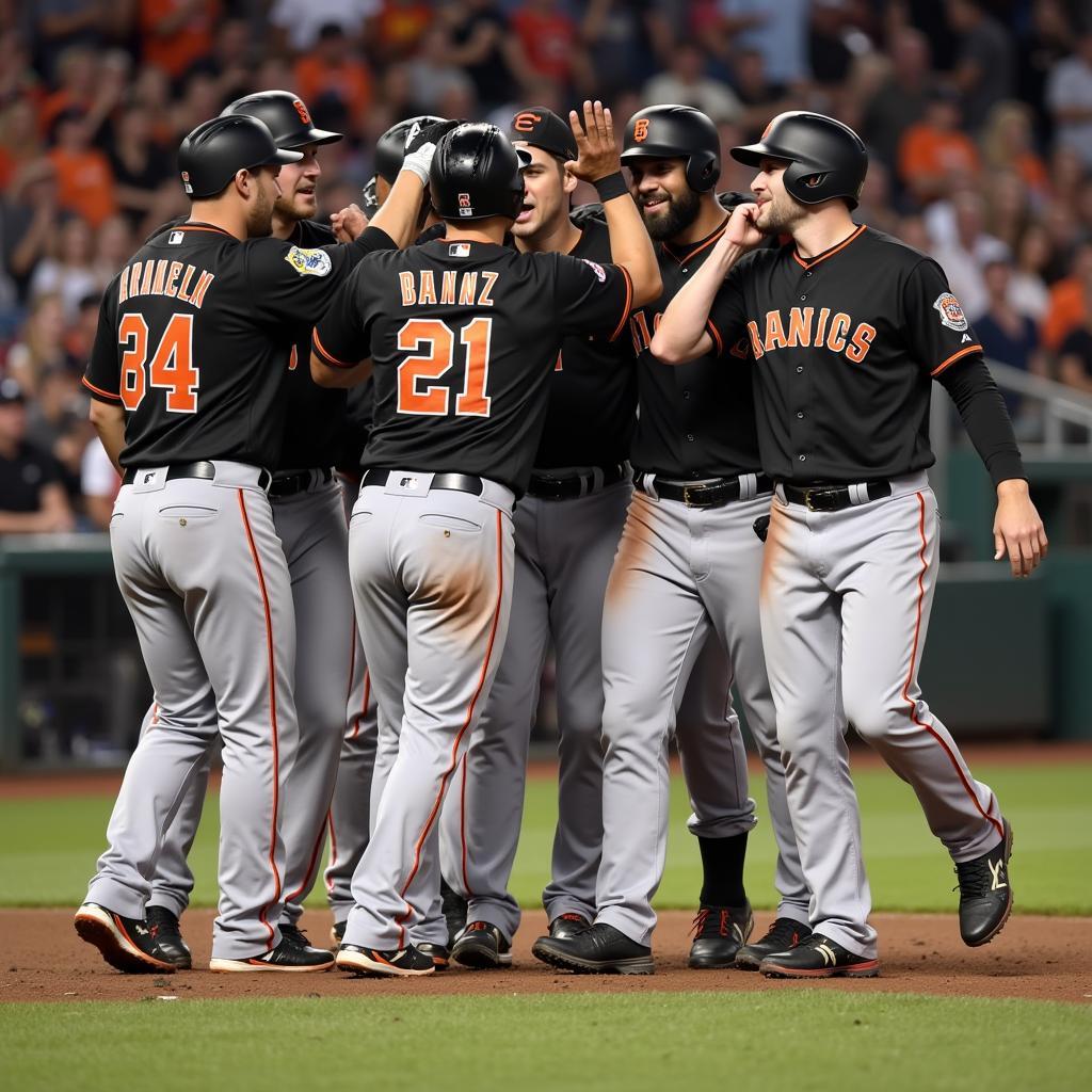 Giants Players Celebrating a Victory