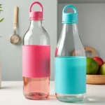 Glass half gallon water bottle with protective silicone sleeve