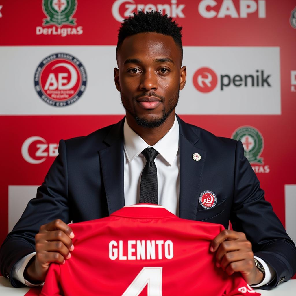 Glennon Card at his Besiktas unveiling press conference