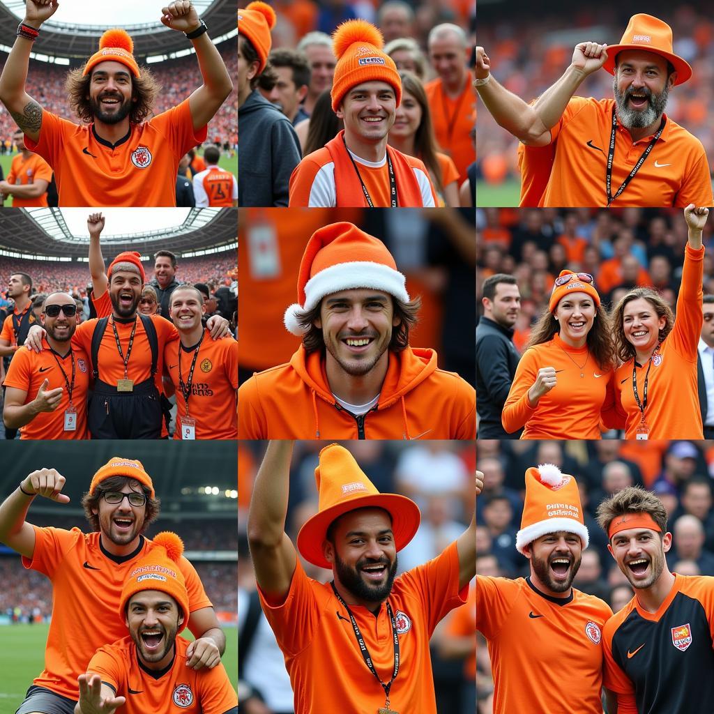 Fans from around the world celebrating in orange