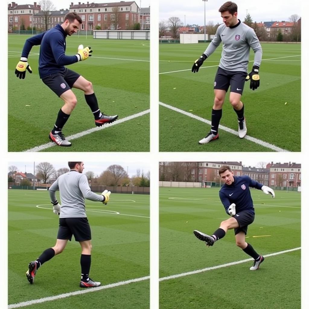 Goalkeeper performing drills with sliding mitts