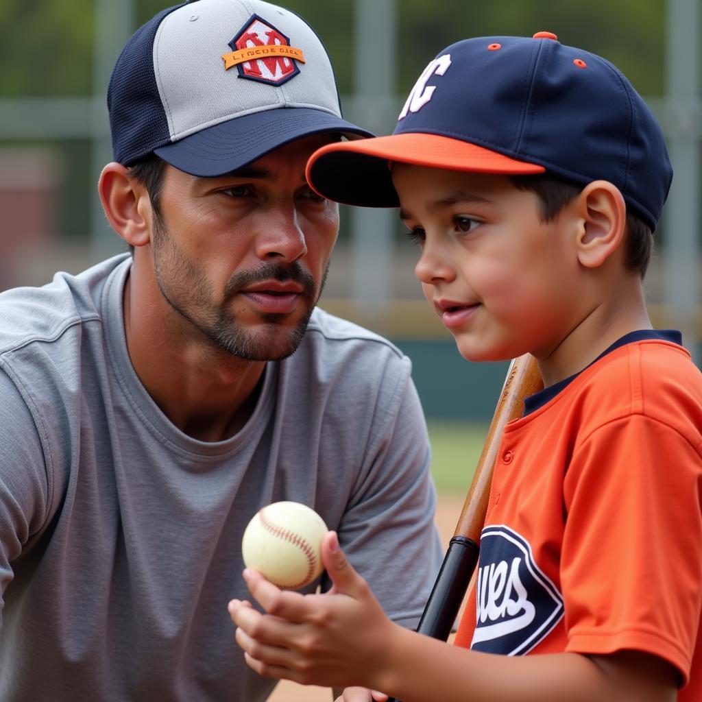 Gonzales Little League coach guiding player