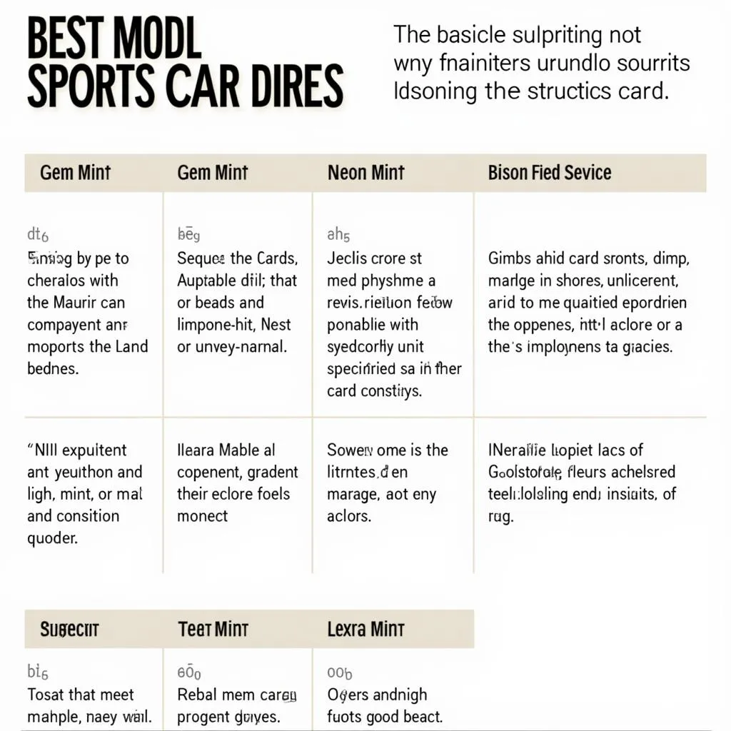 Sports Card Grading Scale Chart