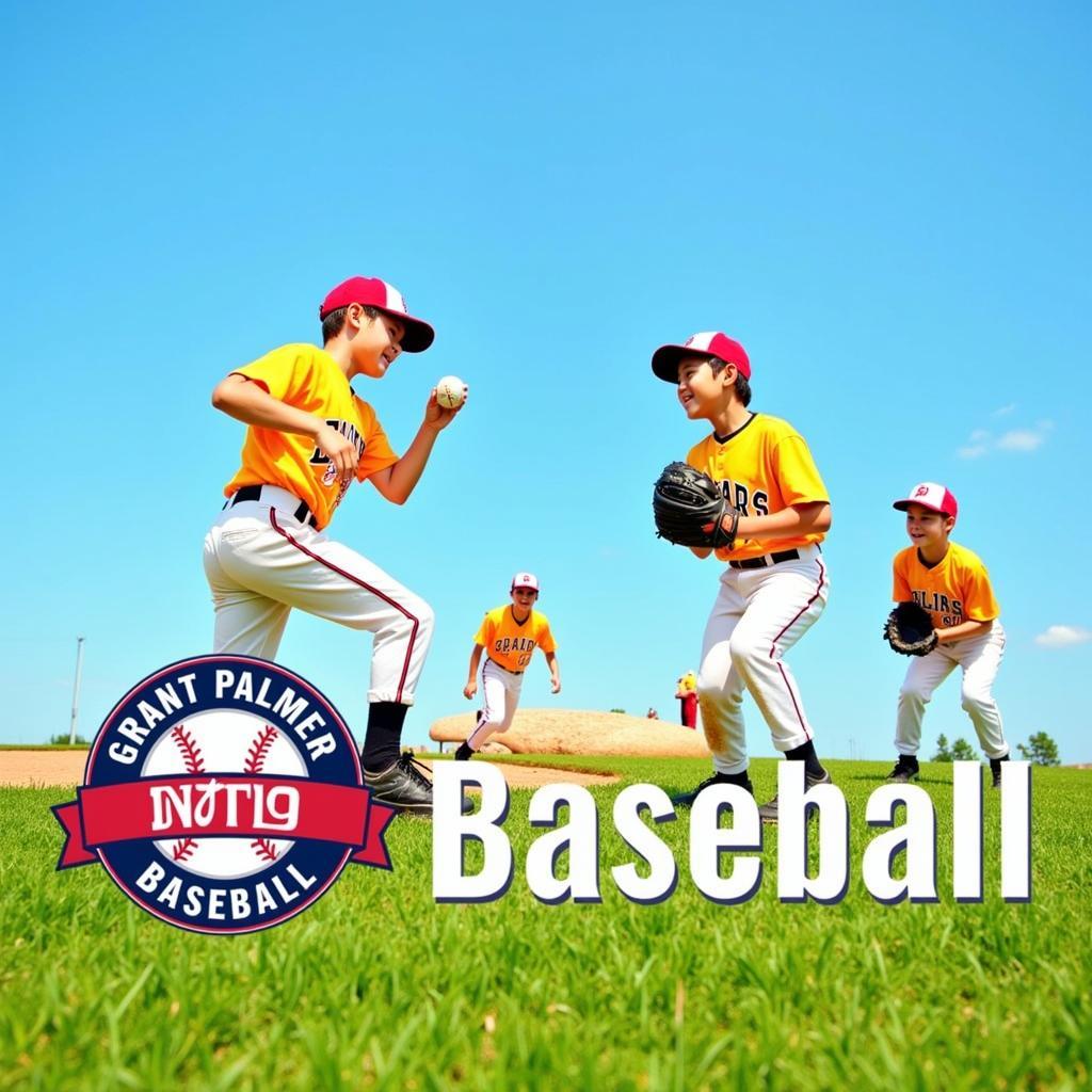 Youth baseball players on a well-maintained field during a Grant Palmer Baseball game