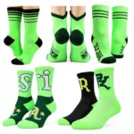 Different types of green softball socks