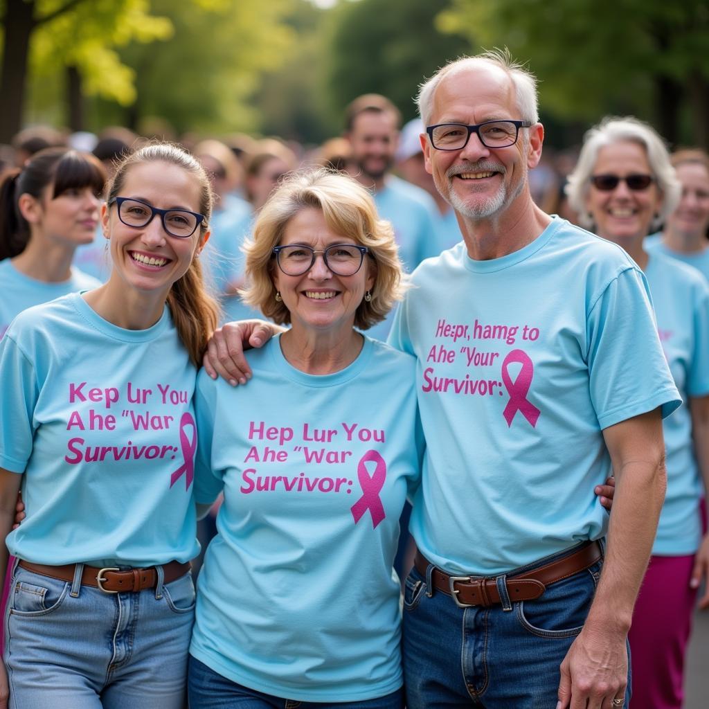 Group of Cancer Survivors in Matching T-shirts