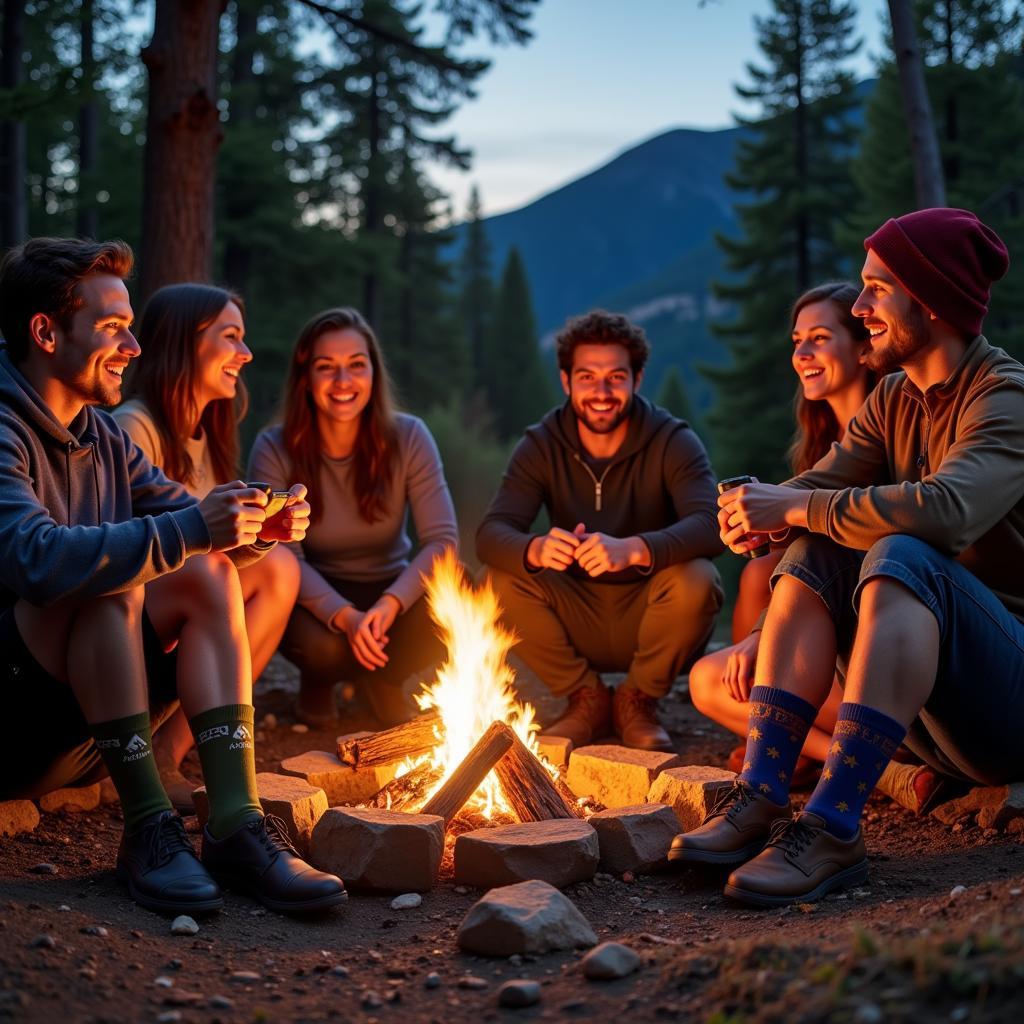 Group of Friends Showing Off National Park Socks