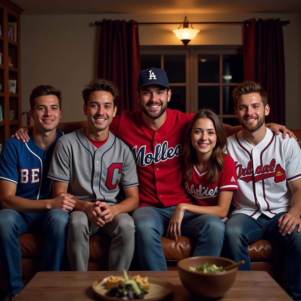 Group of Friends Watching Baseball Game