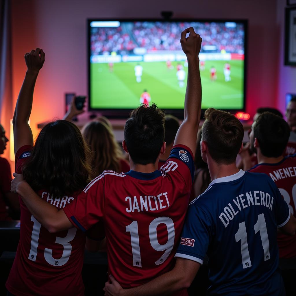 Friends enjoying a football game together, highlighting the social aspect of the sport.