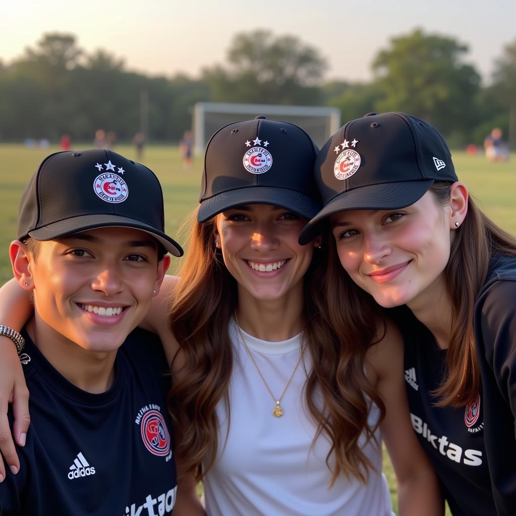 Group of friends wearing Besiktas snapbacks