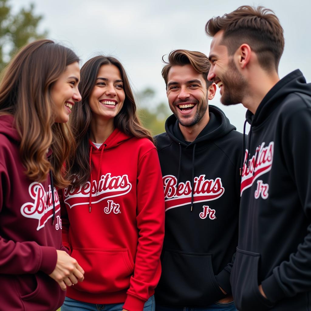 Group of friends donning Beşiktaş themed Ken Griffey Jr hoodies