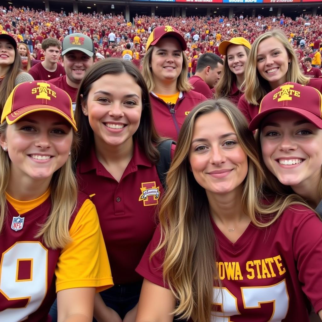 A group of Iowa State fans sporting a variety of Cyclones apparel