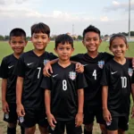 Young Guatemalan football team sporting black jerseys