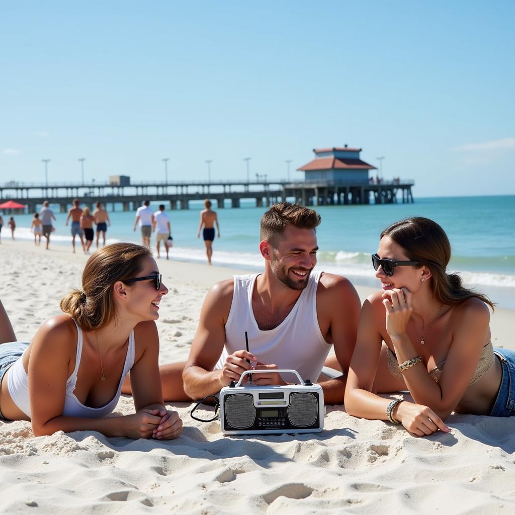 Enjoying the radio on Gulf Shores Beach