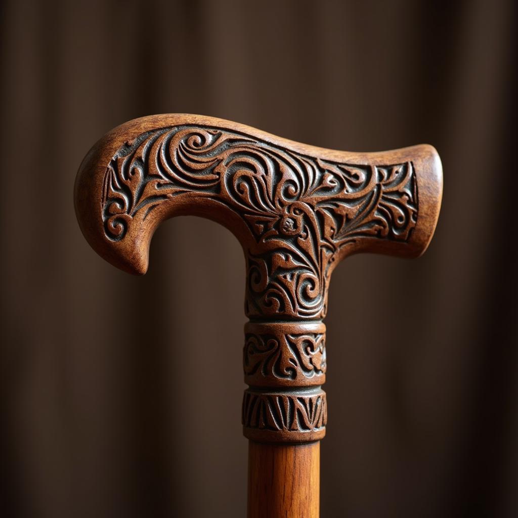 Hand-Carved Wooden Walking Stick