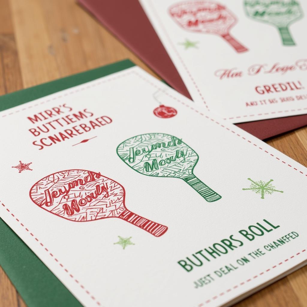 Handmade Pickleball Christmas Cards