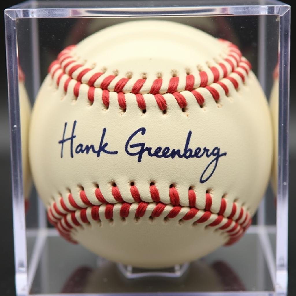 Hank Greenberg Autographed Baseball in Display Case