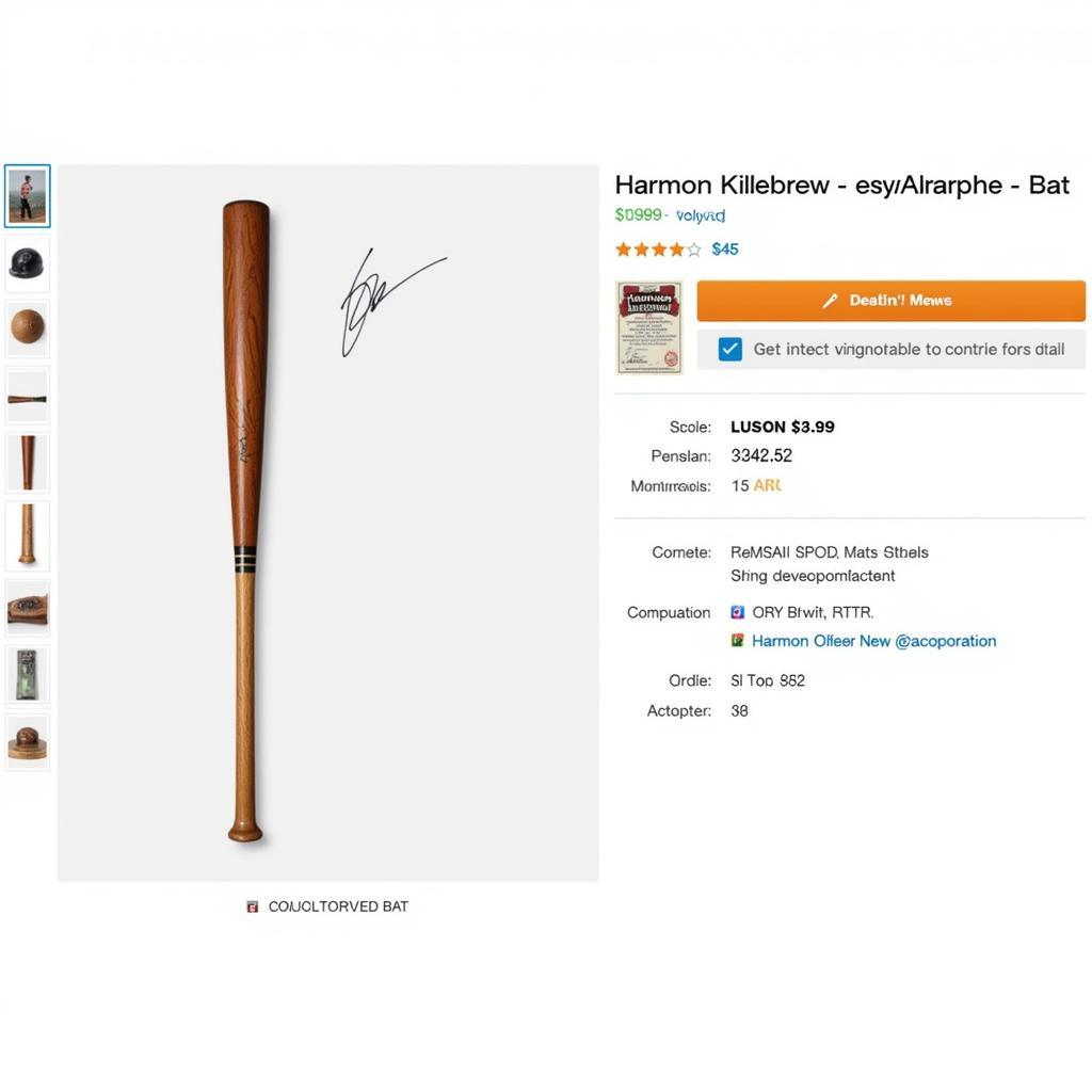 Harmon Killebrew Autographed Bat on an Online Marketplace