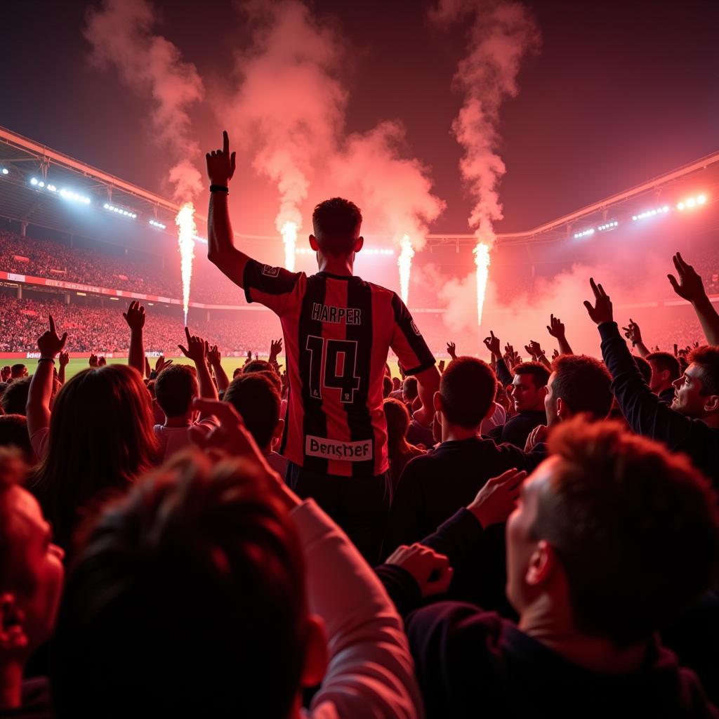 Harper being presented to the Beşiktaş fans at Vodafone Park