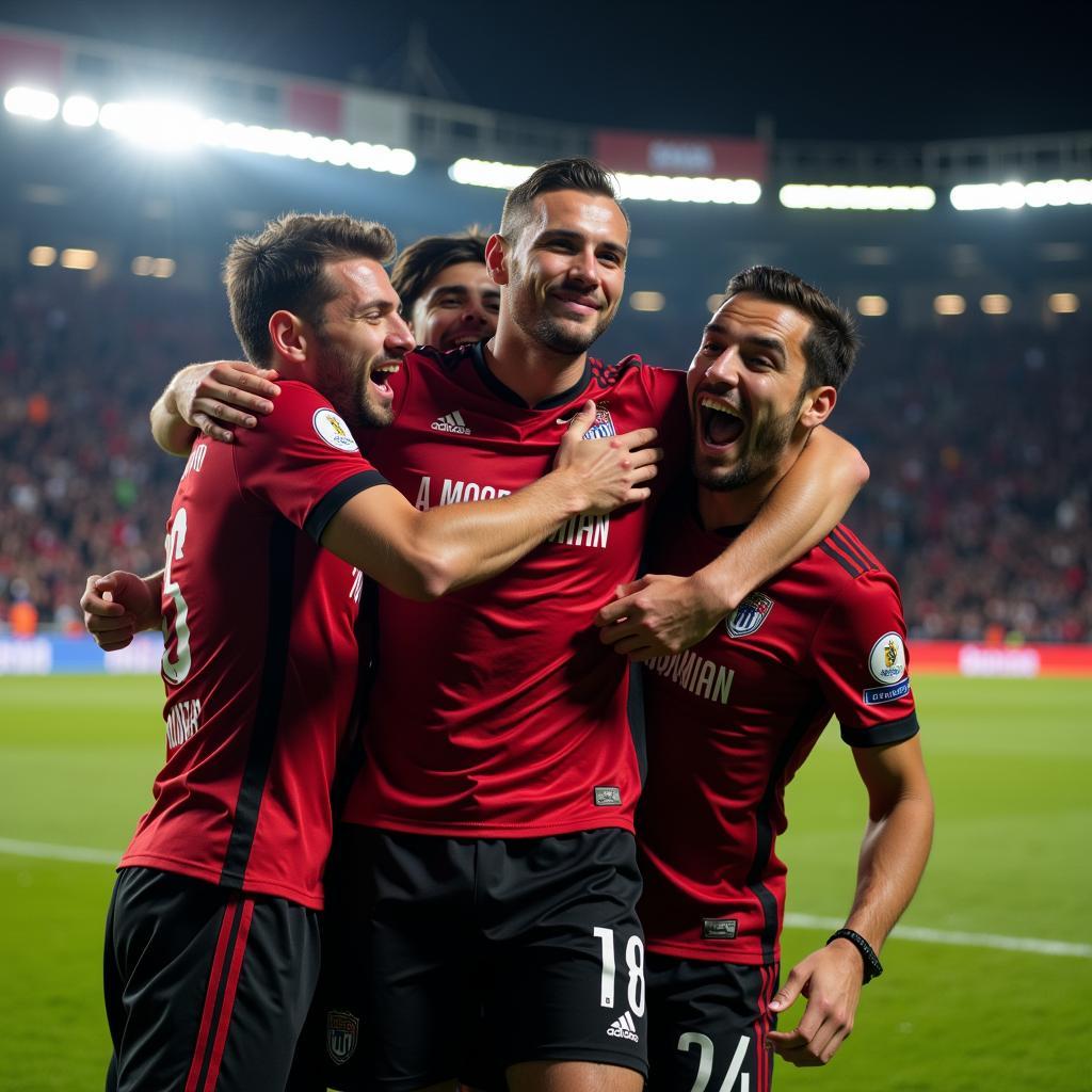 Harper celebrating a goal with Beşiktaş teammates