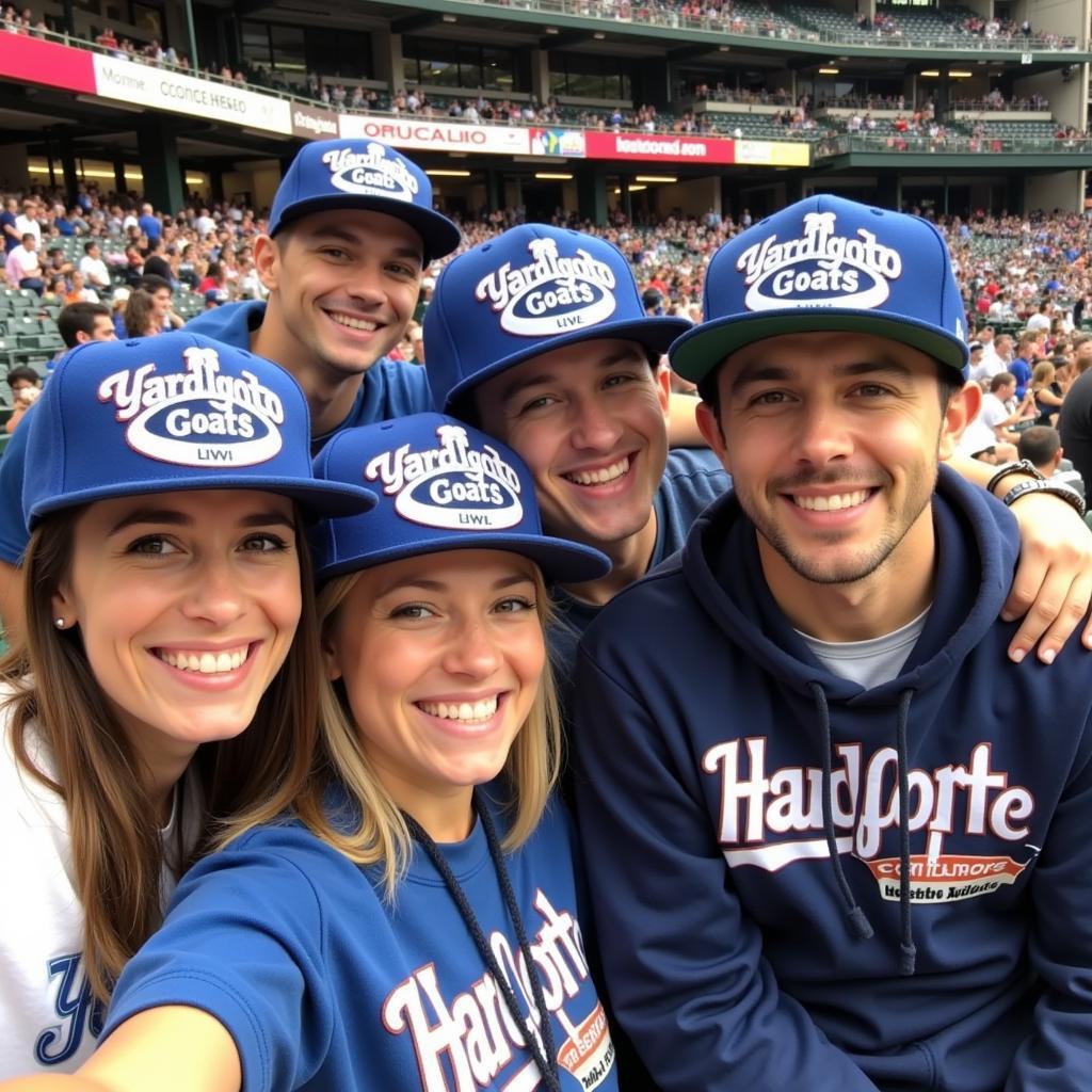 Hartford Yard Goats fans wearing fitted hats