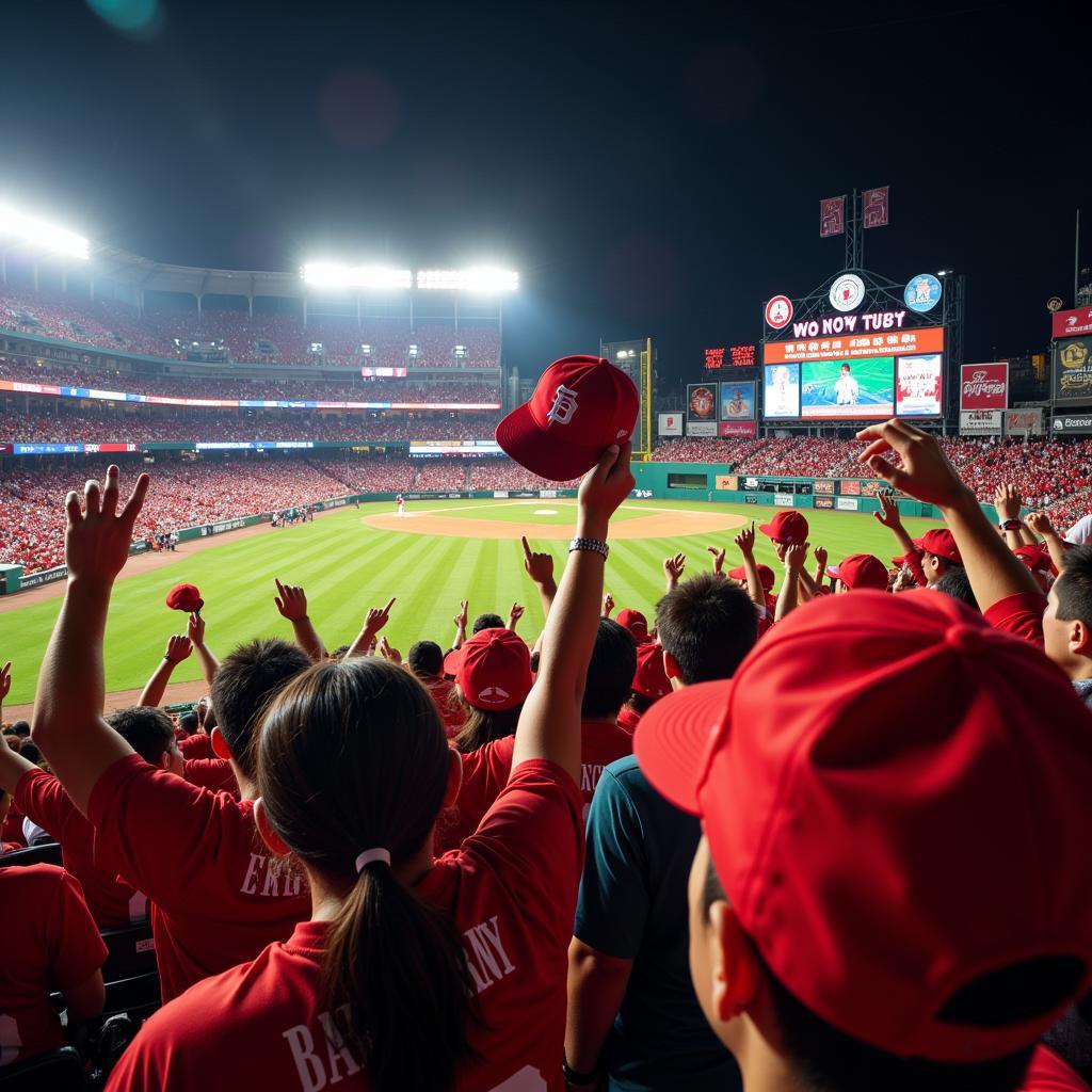 Hiroshima Toyo Carp fans celebrating a victory