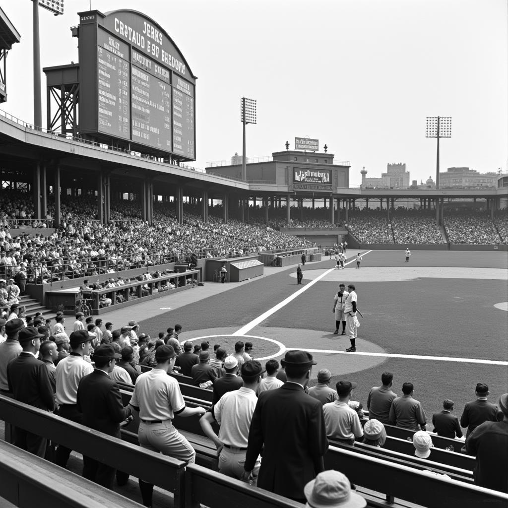 Historic MLB Ballpark in Black and White